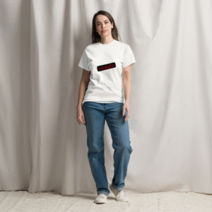 Camiseta blanca con sticker Rondó